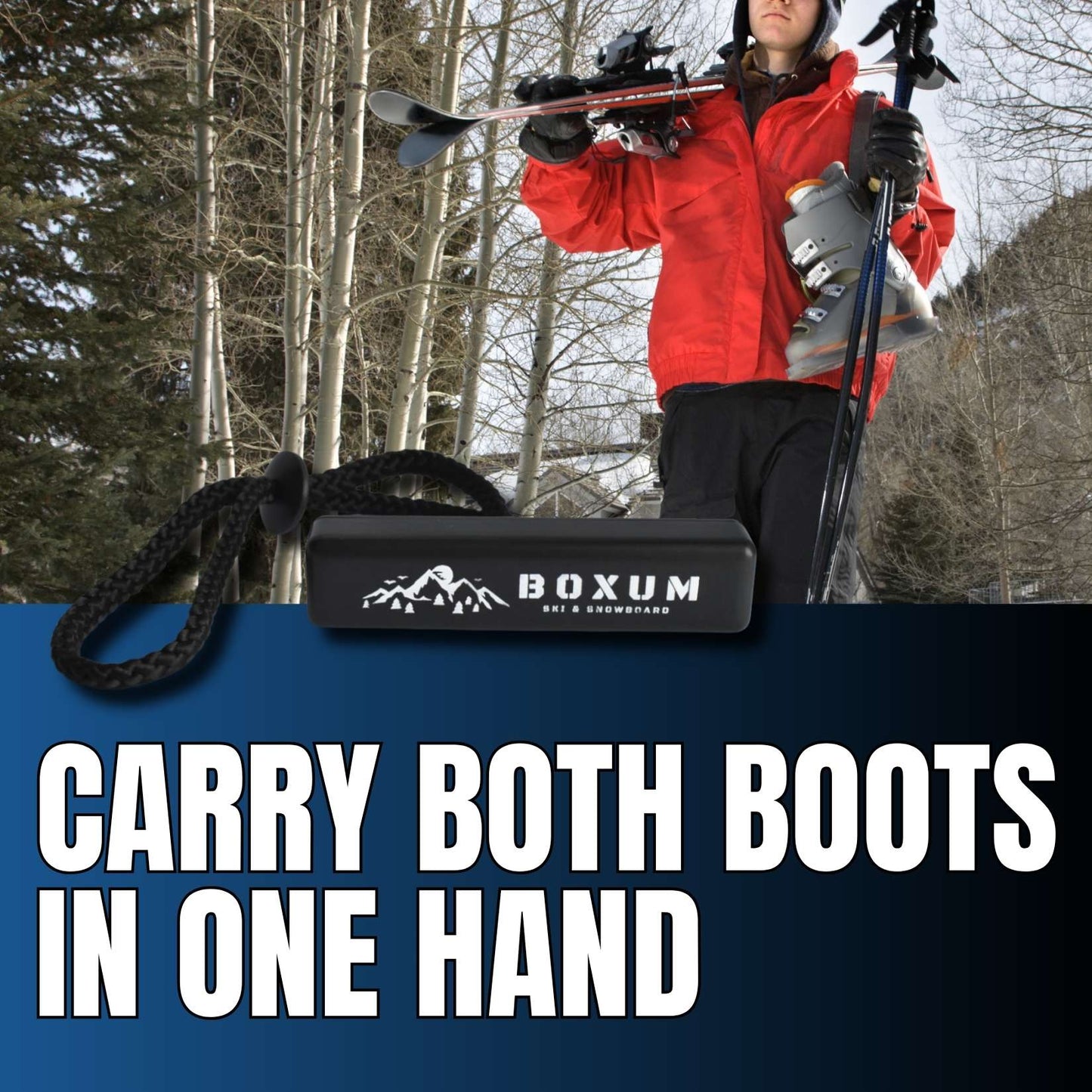 Boxum Ski Boot Carrier Tote and Holder (Black)