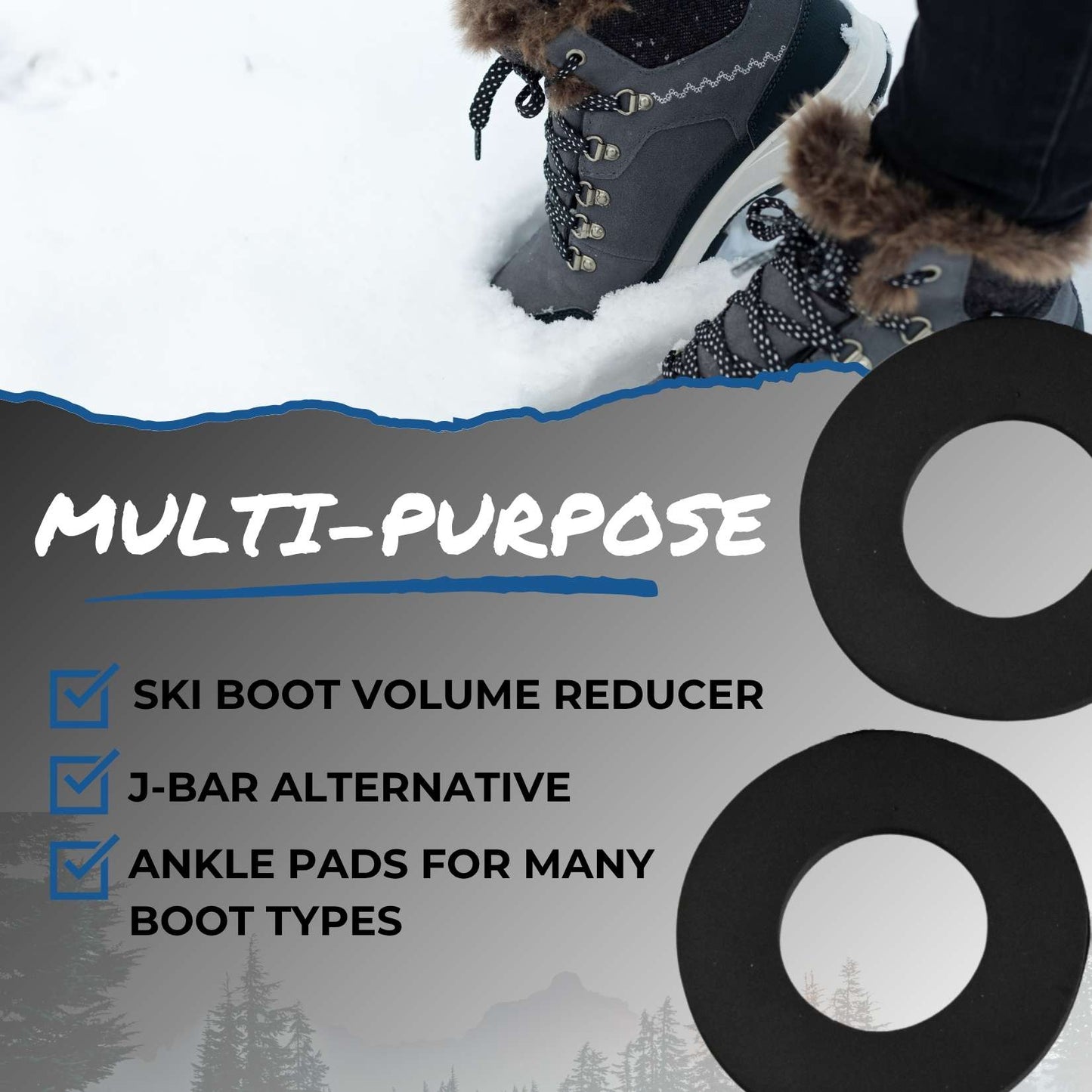 Boxum Ski & Snowboard Ankle Donut Pads (Sold in Pairs)